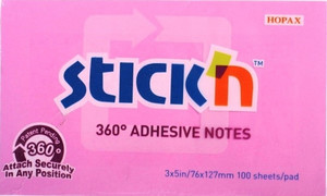 Sticky Notes 360° 76x127mm 100 Sheets, pink