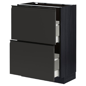 METOD / MAXIMERA Base cabinet with 2 drawers, black/Upplöv matt anthracite, 60x37 cm