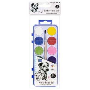 Water Colour Water Paint Set 12 Colours Doggy