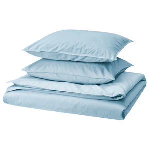 ÄNGSLILJA Duvet cover and 2 pillowcases, blue-grey, 200x200/50x60 cm