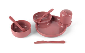 Dantoy TINY BIObased Dinnerware Set Dinnertime Gift Set, Red