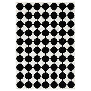 VÄNDPLATS Rug, low pile, white/black dotted, 133x195 cm