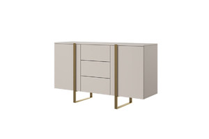 Cabinet with 2 Doors & 3 Drawers Verica 150 cm, cashmere/gold legs