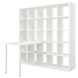 KALLAX / LINNMON Desk combination, white, 182x139x182 cm