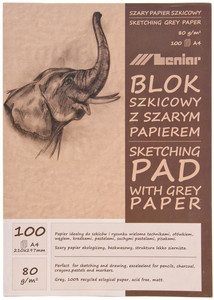 Sketching Pad with Grey Paper A4 100 Sheets 80g