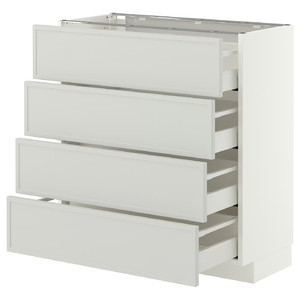 METOD/MAXIMERA Base cab 4 frnts/4 drawers, white/Aspudden light grey, 80x37 cm