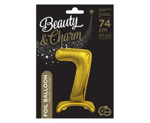 Foil Balloon Number 7 Standing, gold, 74cm