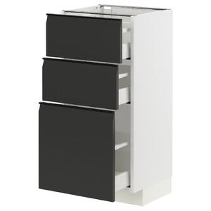 METOD / MAXIMERA Base cabinet with 3 drawers, white/Upplöv matt anthracite, 40x37 cm