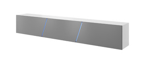 Wall-mounted TV Cabinet Slant 240, matt white/high-gloss grey, LED EU