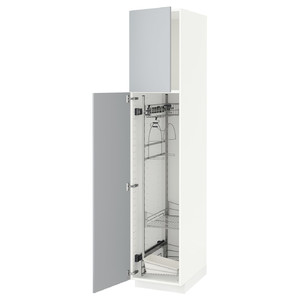 METOD High cabinet with cleaning interior, white/Veddinge grey, 40x60x200 cm