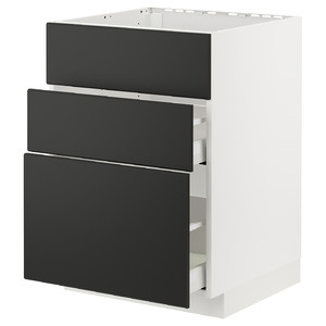 METOD / MAXIMERA Base cab f hob/int extractor w drw, white/Kungsbacka anthracite, 60x60 cm