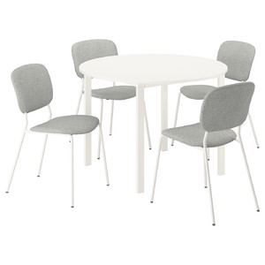 VIHALS / VIHALS Table and 4 chairs, white white/white Tibbleby beige-grey, 107 cm