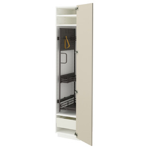 METOD / MAXIMERA high cabinet with cleaning interior, white/Havstorp beige, 40x60x200 cm