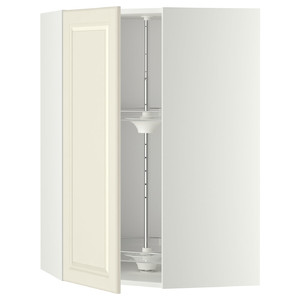 METOD Corner wall cabinet with carousel, white/Bodbyn off-white, 67.5x67.5x100 cm
