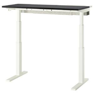 MITTZON Desk sit/stand, electric black stained ash veneer/white, 120x60 cm