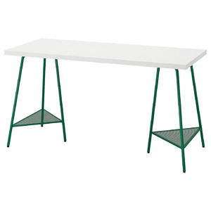 LAGKAPTEN / TILLSLAG Desk, white/green, 140x60 cm