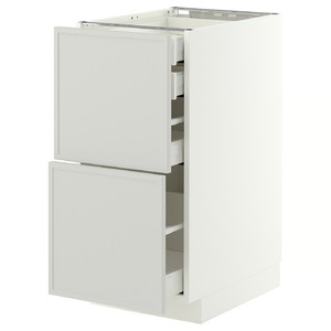 METOD/MAXIMERA Base cb 2 frnts/2 low/1 md/1 hi drw, white/Aspudden light grey, 40x60 cm