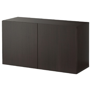 BESTÅ Wall-mounted cabinet combination, black-brown/Lappviken, 120x42x64 cm