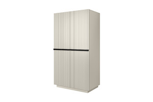 Two-Door Wardrobe Nicole with Drawers Inside 100 cm, cashmere/black handles