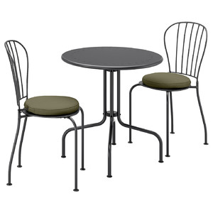 LÄCKÖ Table+2 chairs, outdoor, grey/Frösön/Duvholmen dark beige-green