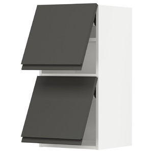 METOD Wall cabinet horizontal w 2 doors, white/Voxtorp dark grey, 40x80 cm