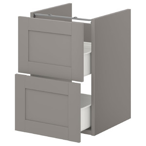 ENHET Base cb f washbasin w 2 drawers, grey/grey frame, 40x42x60 cm