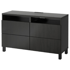 BESTÅ TV bench with drawers, Lappviken black-brown, 120x40x74 cm