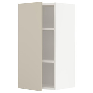 METOD Wall cabinet with shelves, white/Havstorp beige, 40x80 cm