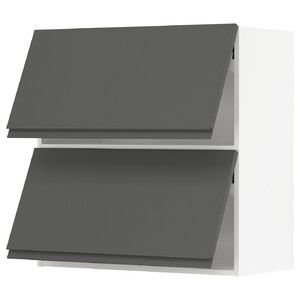 METOD Wall cabinet horizontal w 2 doors, white/Voxtorp dark grey, 80x80 cm