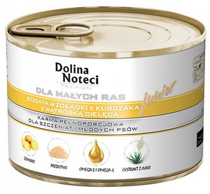 Dolina Noteci Premium Dog Wet Food for Small Breeds Junior with Chicken Stomachs & Veal Liver 185g
