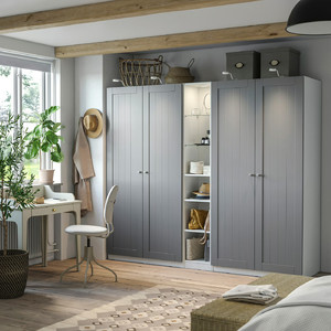 PAX / GULLABERG Wardrobe combination, grey grey/white, 235x60x201 cm