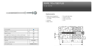 Fischer Wall Plug Frame fixing SXRL 10 x 100 FUS zinc-plated steel T40/SW13  50pcs