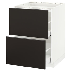 METOD / MAXIMERA Base cab f hob/2 fronts/2 drawers, white/Kungsbacka anthracite, 60x60 cm