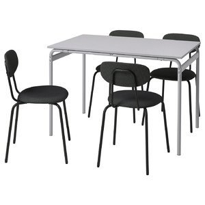 GRÅSALA / ÖSTANÖ Table and 4 chairs, grey/Remmarn dark grey, 110 cm