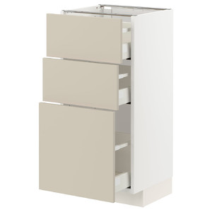 METOD / MAXIMERA Base cabinet with 3 drawers, white/Havstorp beige, 40x37 cm