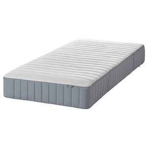 VALEVÅG Pocket sprung mattress, medium firm, light blue, 90x200 cm