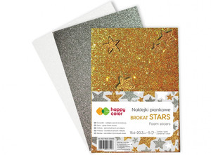 Foam Stickers Glitter Stars A5 3 Sheets