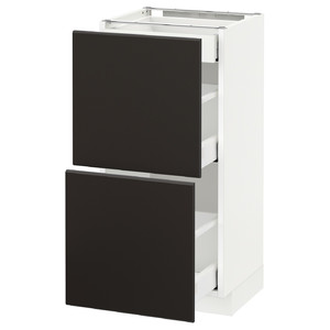 METOD / MAXIMERA Base cab with 2 fronts/3 drawers, white, Kungsbacka anthracite, 40x37 cm