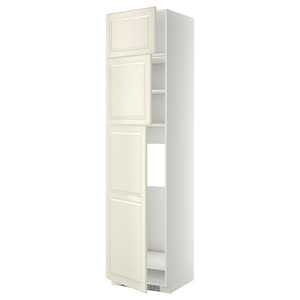 METOD High cab for fridge with 3 doors, white/Bodbyn off-white, 60x60x240 cm