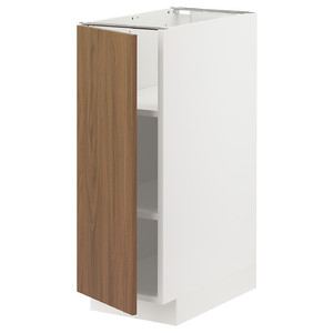 METOD Base cabinet with shelves, white/Tistorp brown walnut effect, 30x60 cm