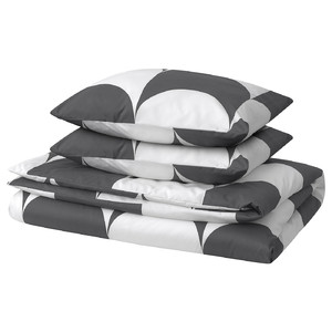 BRUKSVARA Duvet cover and 2 pillowcases, anthracite/white, 200x200/50x60 cm