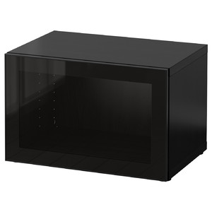 BESTÅ Shelf unit with glass door, black-brown, Glassvik black, clear glass, 60x40x38 cm