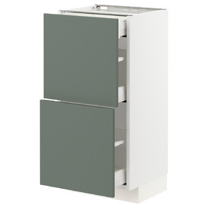 METOD / MAXIMERA Base cb 2 fronts/3 drawers, white/Bodarp grey-green, 40x37 cm