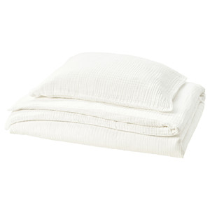 SCHERSMIN Duvet cover and pillowcase, white, 150x200/50x60 cm