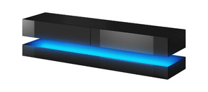TV Bench with Shelf FLY, black/high-gloss black, LED