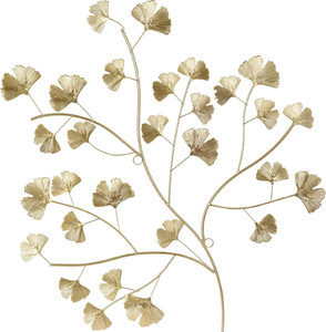 Metal Wall Decoration Anlage Ginkgo, gold