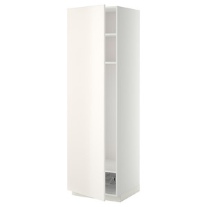 METOD High cabinet w shelves/wire basket, white/Veddinge white, 60x60x200 cm