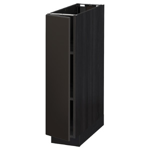 METOD Base cabinet with shelves, black/Kungsbacka anthracite, 20x60 cm