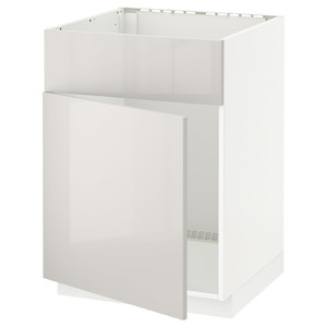 METOD Base cabinet f sink w door/front, white/Ringhult light grey, 60x60 cm