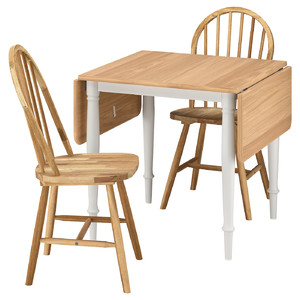DANDERYD / SKOGSTA Table and 2 chairs, oak veneer white/acacia, 74x134/80 cm